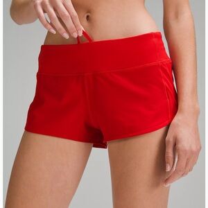 Red 2.5” Lululemon Speed Up Lined Shorts